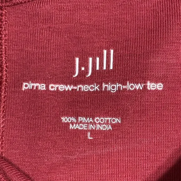 J. Jill Tee Shirt Womens L Red Pima Cotton Crew Neck High Low Hi-Lo Sustainable - Picture 7 of 11
